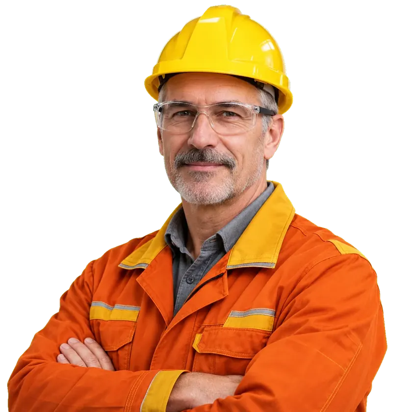 Técnico de uniforme laranja
